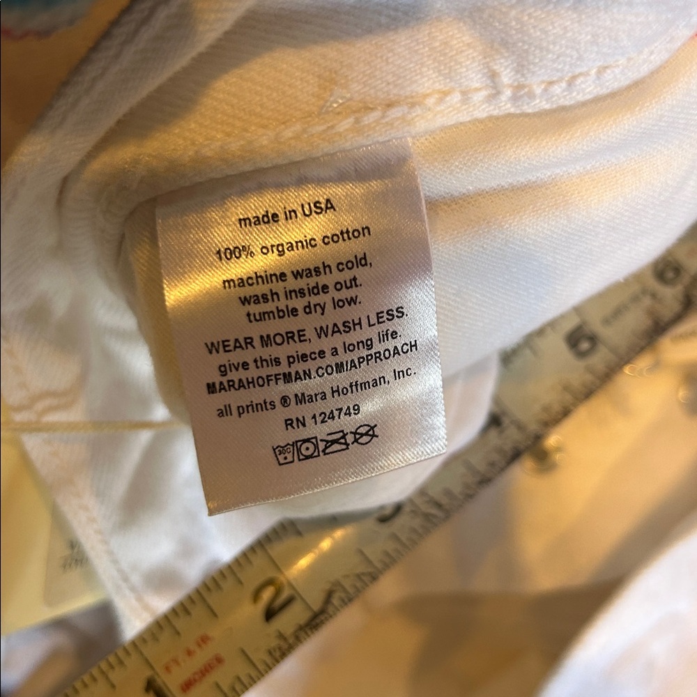 NWT Mara Hoffman Georgina white wide Straight Leg Jeans Size 10-12 - Picture 13 of 13